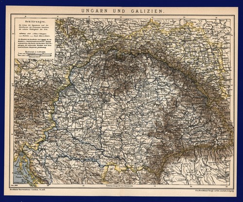 Landkarte anno 1900 ungarn - -,